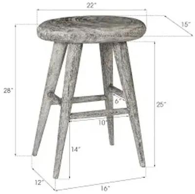 smoothed counter stool, chamcha wood, gray stone, oval