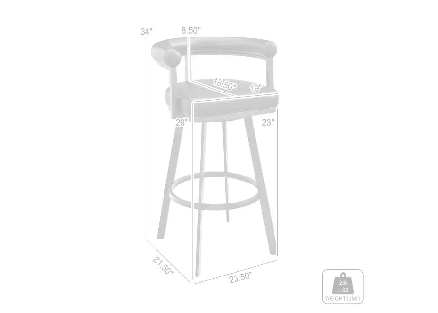 Magnolia 26" Swivel Counter Stool in Brushed Stainless Steel with Light Gray Faux Leather