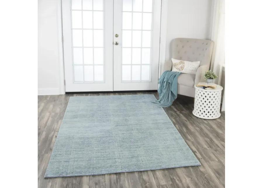 Grand Haven Aqua Solid Wool/Tencel 5' x 8' Rectangle Rug