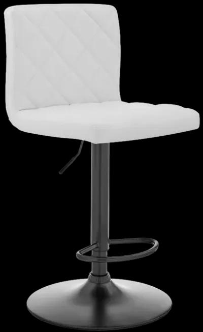 Duval Adjustable White Faux Leather Swivel Bar Stool