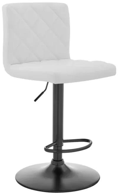 Duval Adjustable White Faux Leather Swivel Bar Stool