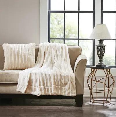 Madison Park Duke Ivory Faux Fur Square Pillow