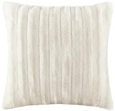 Madison Park Duke Ivory Faux Fur Square Pillow