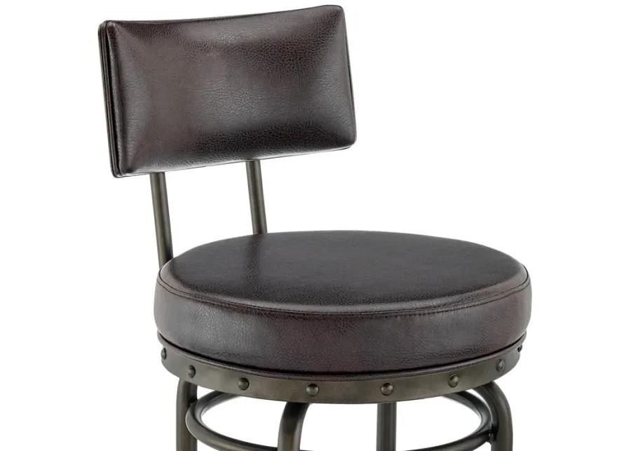 Rees Swivel Counter or Bar Stool in Mocha Finish with Brown Faux Leather