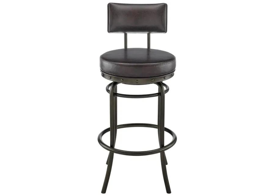 Rees Swivel Counter or Bar Stool in Mocha Finish with Brown Faux Leather