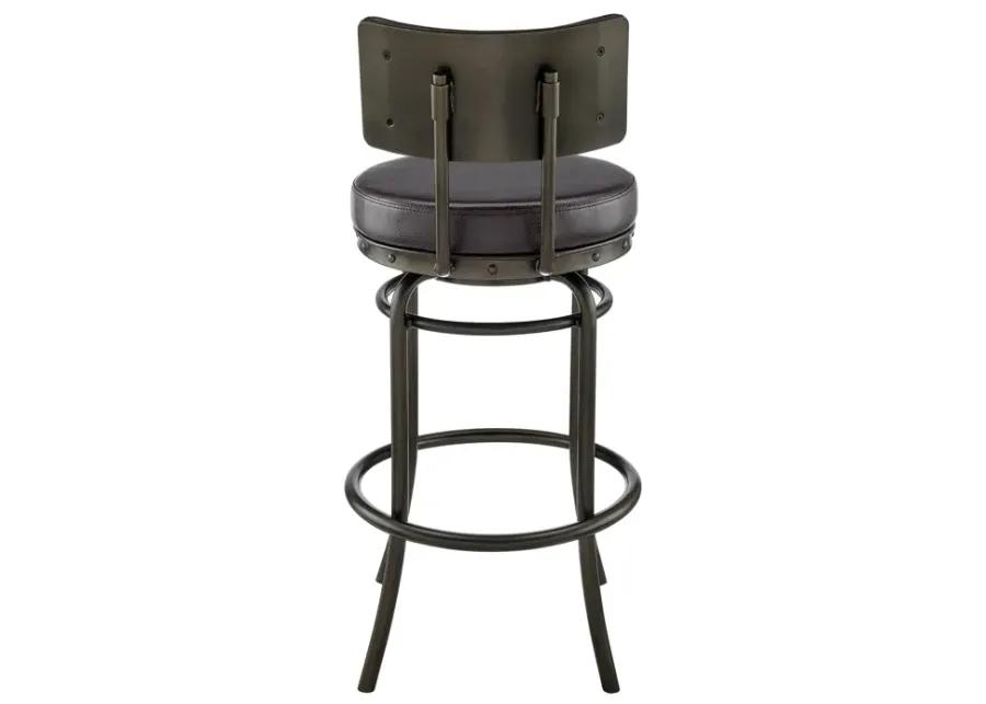 Rees Swivel Counter or Bar Stool in Mocha Finish with Brown Faux Leather