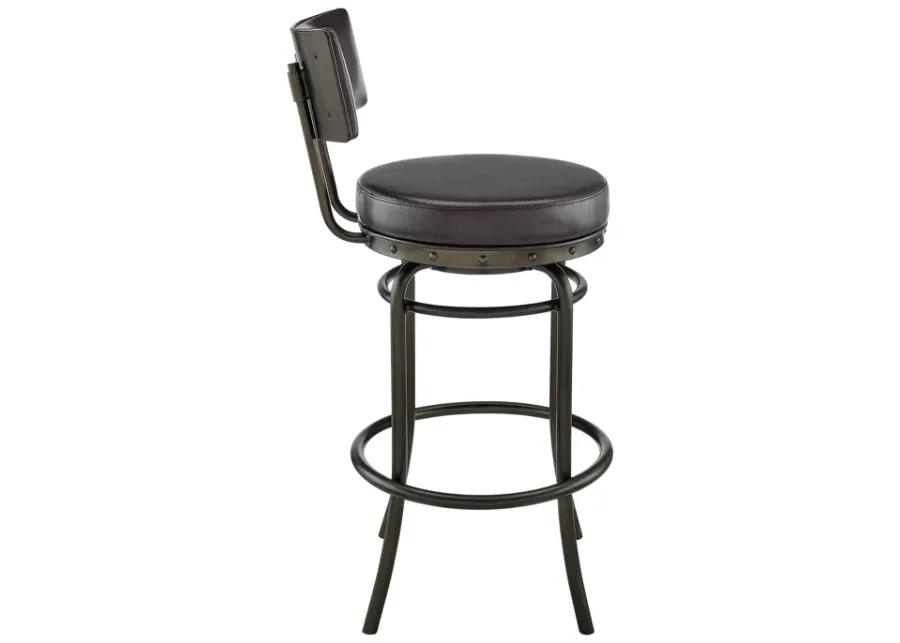 Rees Swivel Counter or Bar Stool in Mocha Finish with Brown Faux Leather