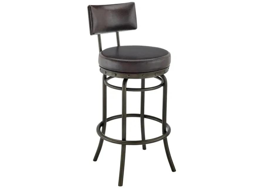 Rees Swivel Counter or Bar Stool in Mocha Finish with Brown Faux Leather