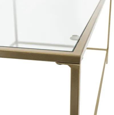 Arvi 44" Coffee Table in Clear Glass with Brass Base