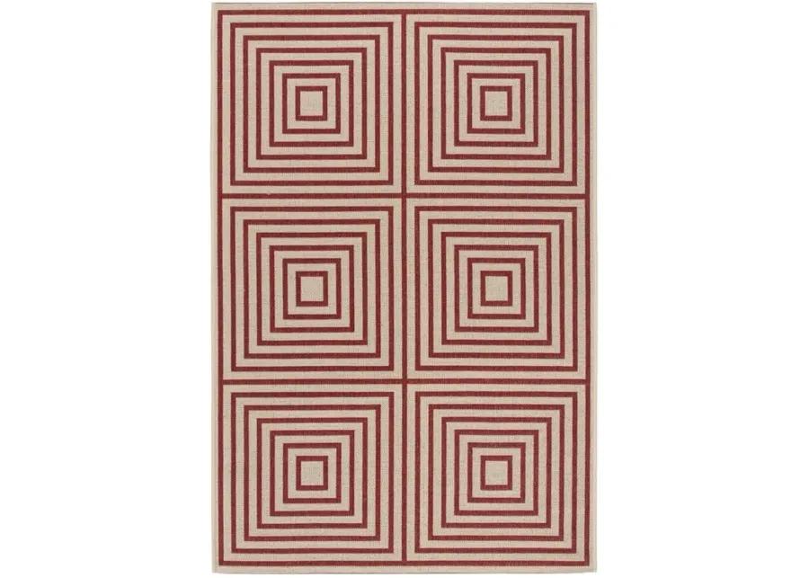 LINDEN 123 Collection LND123Q-4 Red / Creme 4' X 6'