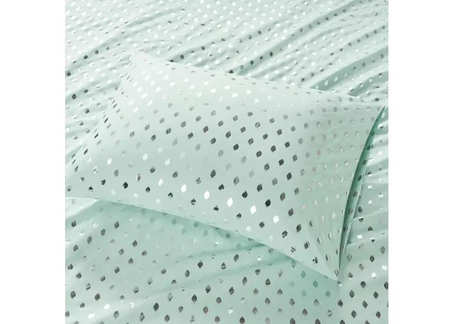 Intelligent Design Metallic Dot Aqua/Silver Printed Sheet Set