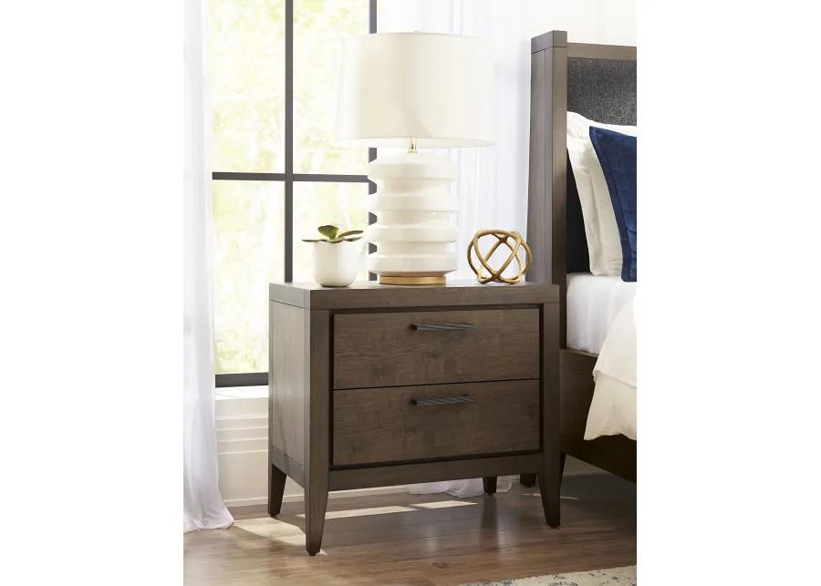 Boracay Two Drawer USB Charging Nightstand in Wild Oats Brown