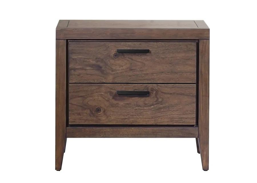 Boracay Two Drawer USB Charging Nightstand in Wild Oats Brown