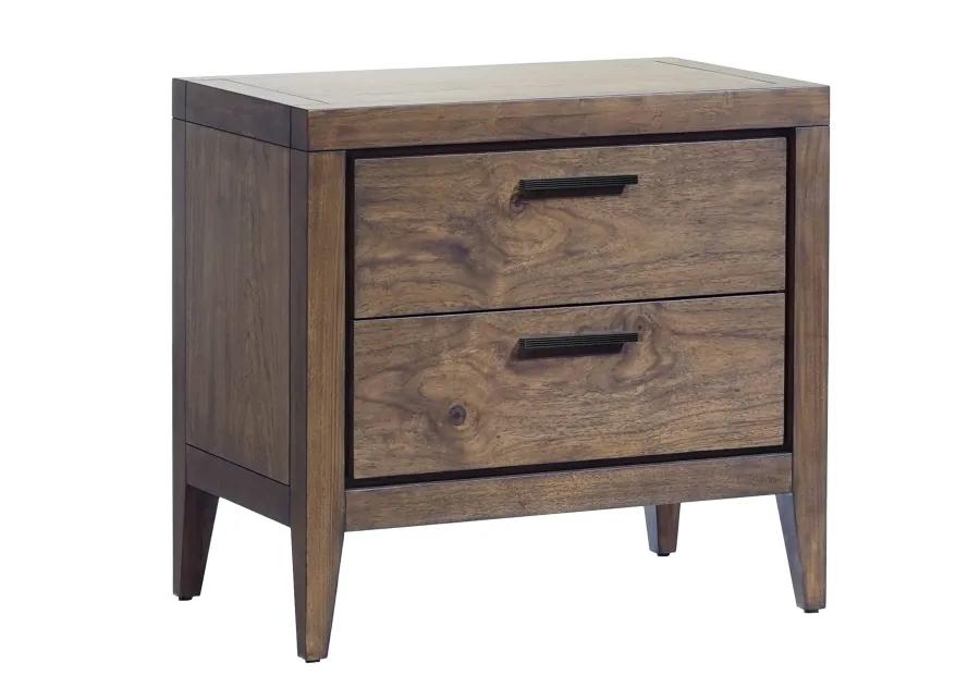 Boracay Two Drawer USB Charging Nightstand in Wild Oats Brown