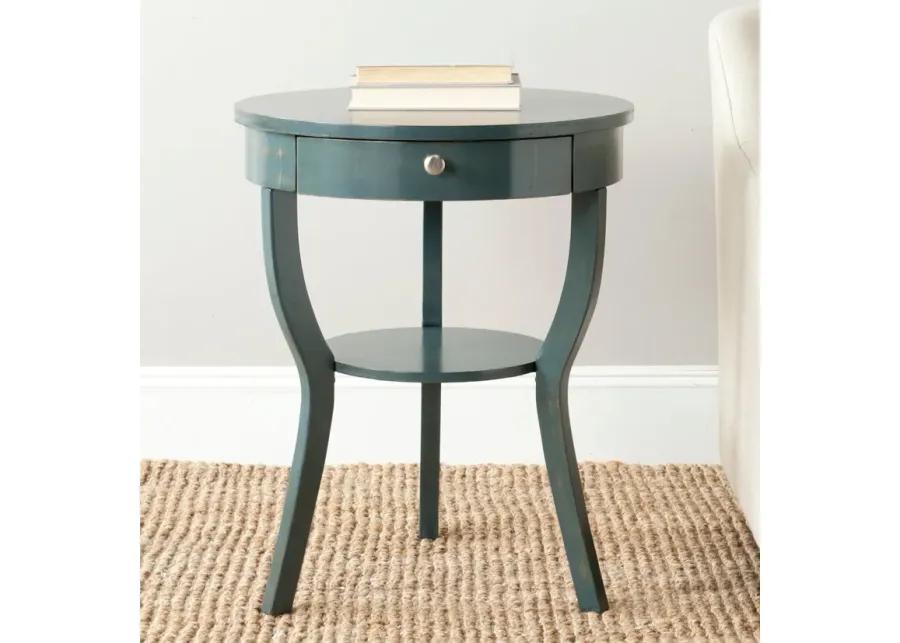 KENDRA ROUND PEDESTAL END TABLE W/ DRAWER 