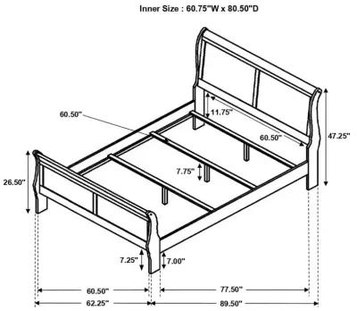 Louis Philippe Queen Panel Sleigh Bed Cappuccino