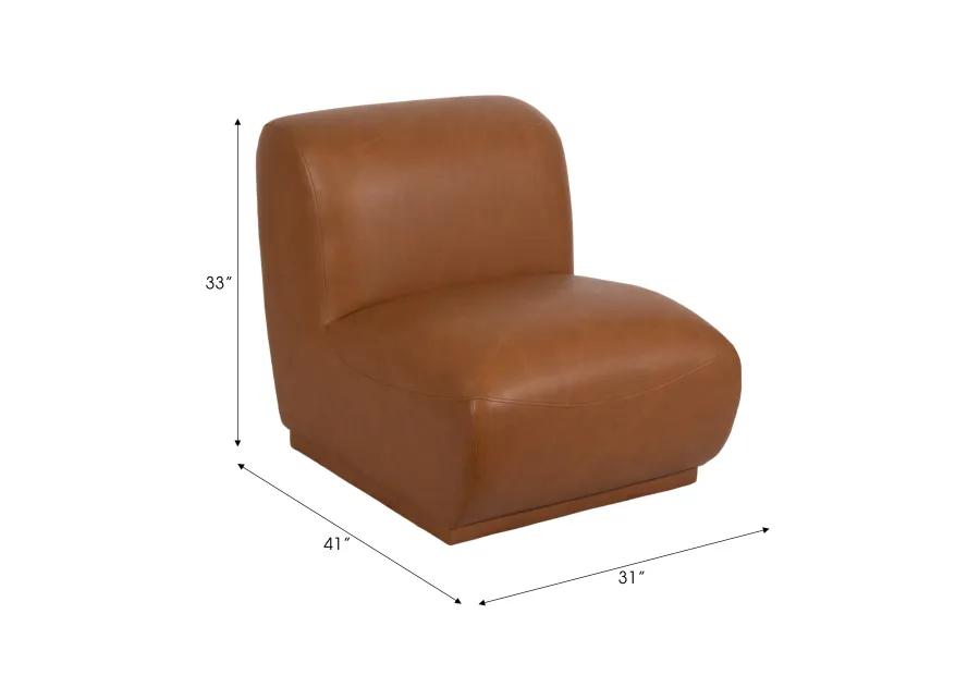 Armless Accent Chair, Brown