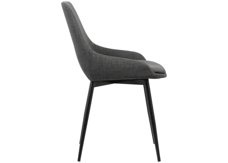 Mia Contemporary Dining Chair in Charcoal Fabric with Black Powder Coated Metal Legs