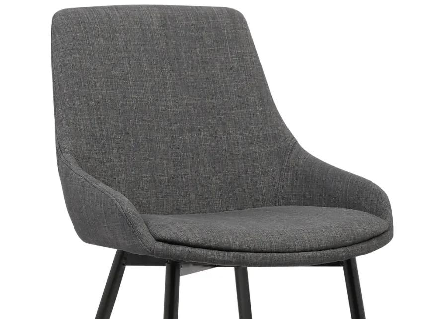 Mia Contemporary Dining Chair in Charcoal Fabric with Black Powder Coated Metal Legs