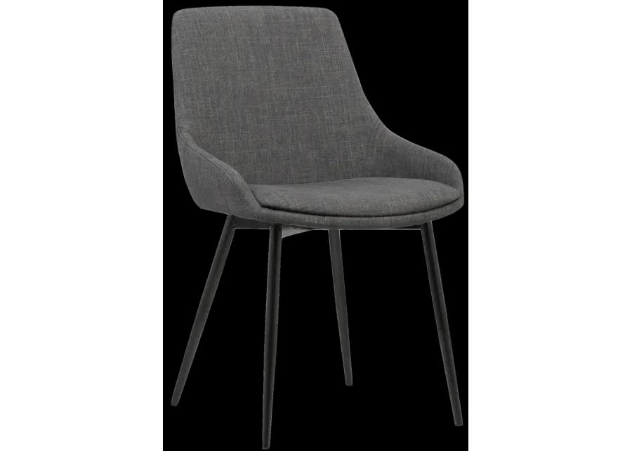 Mia Contemporary Dining Chair in Charcoal Fabric with Black Powder Coated Metal Legs