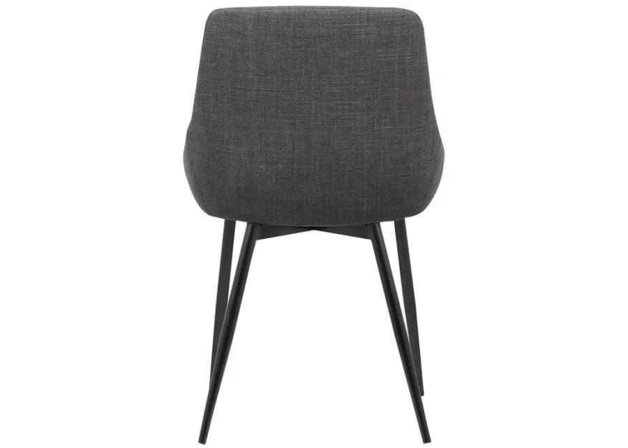 Mia Contemporary Dining Chair in Charcoal Fabric with Black Powder Coated Metal Legs