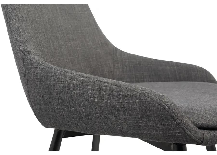 Mia Contemporary Dining Chair in Charcoal Fabric with Black Powder Coated Metal Legs