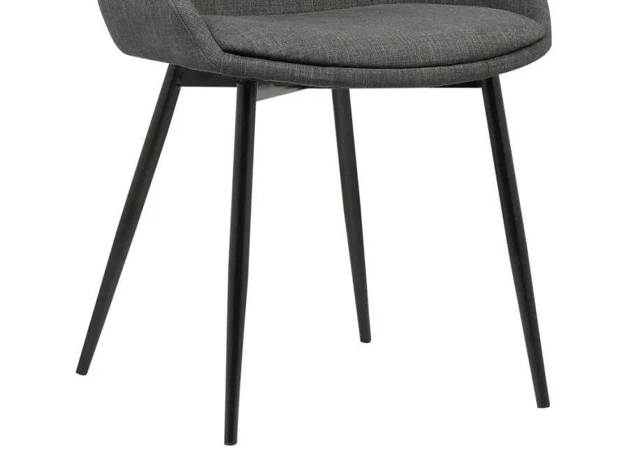 Mia Contemporary Dining Chair in Charcoal Fabric with Black Powder Coated Metal Legs