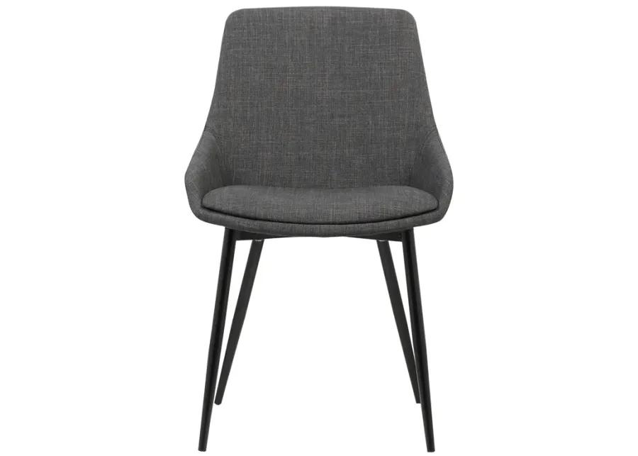 Mia Contemporary Dining Chair in Charcoal Fabric with Black Powder Coated Metal Legs