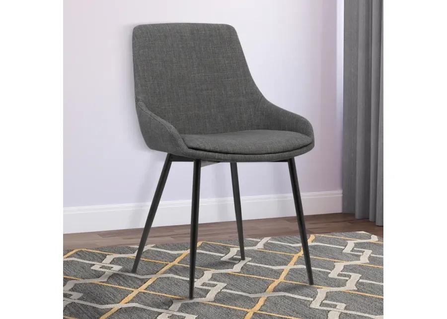 Mia Contemporary Dining Chair in Charcoal Fabric with Black Powder Coated Metal Legs