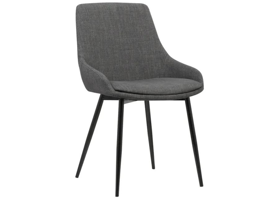 Mia Contemporary Dining Chair in Charcoal Fabric with Black Powder Coated Metal Legs