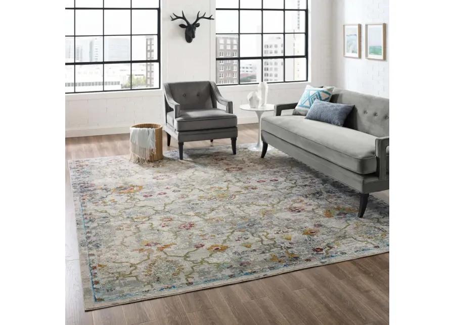 Success Manuka Distressed Vintage Floral Lattice 8x10 Area Rug