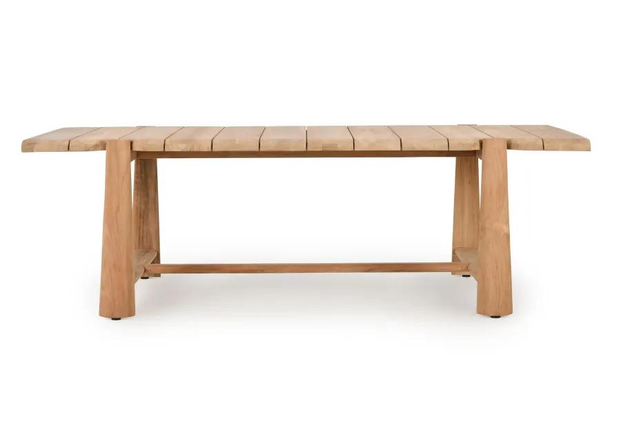 Aston 94" Teak Wood Outdoor Dining Table in Natural Tone