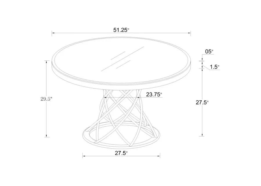 Irene 5-piece Round Glass Top Dining Set White and Chrome