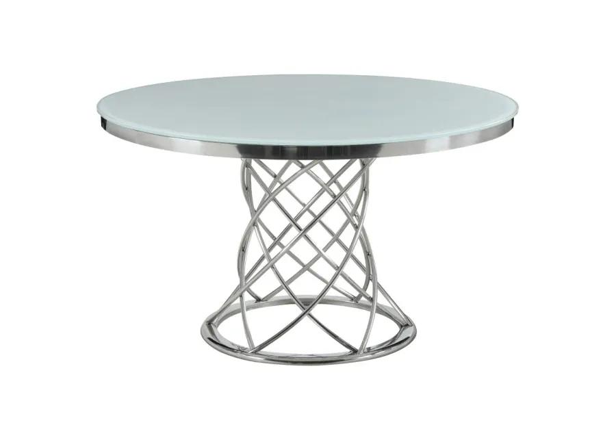 Irene 5-piece Round Glass Top Dining Set White and Chrome