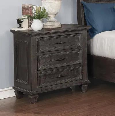 Abigail 3-Drawer Nightstand Weathered Carbon