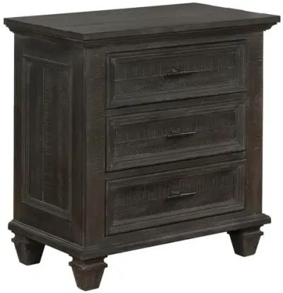 Abigail 3-Drawer Nightstand Weathered Carbon