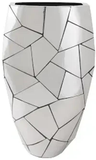 triangle crazy cut planter, large, stainless steel