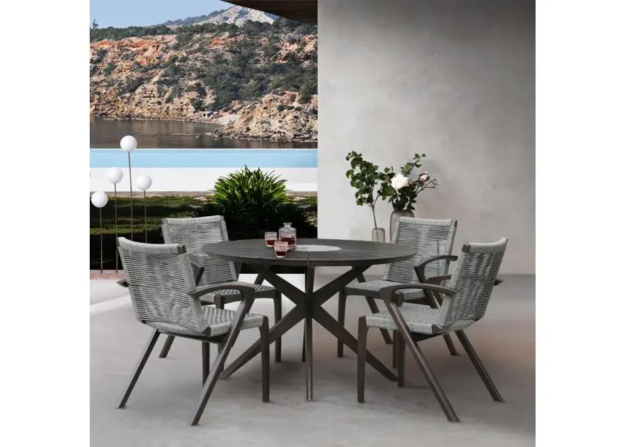 Oasis and Brielle Outdoor 5 Piece Dark Eucalyptus and Concrete Dining Set