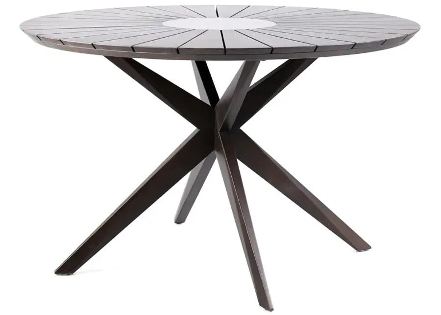 Oasis and Brielle Outdoor 5 Piece Dark Eucalyptus and Concrete Dining Set