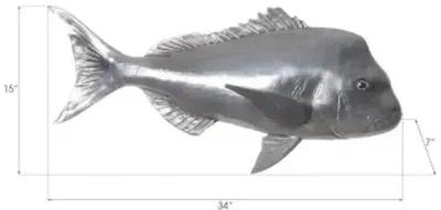 australian snapper fish wall sculpture, resin, polished aluminum finish