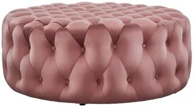 Amour Tufted Button Large Round Performance Velvet Ottoman