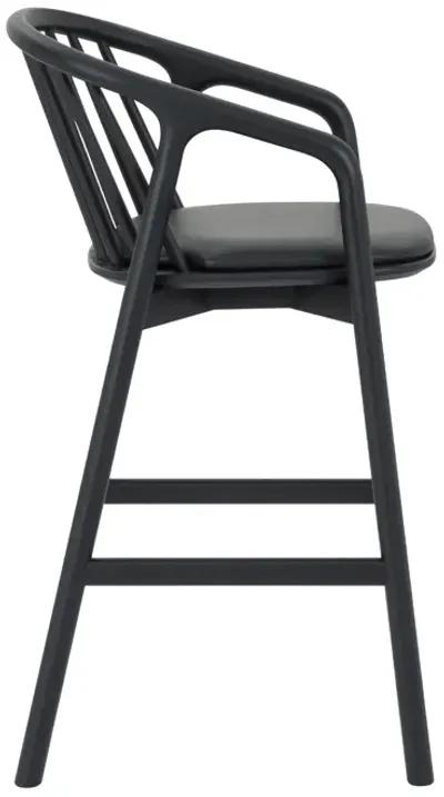 Echo Black Oak Wood and Faux Leather Counter Stool