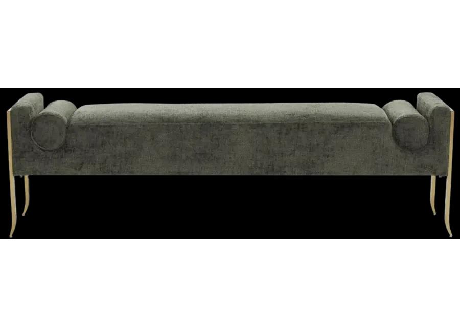 Ines Green Textured Velvet Bench