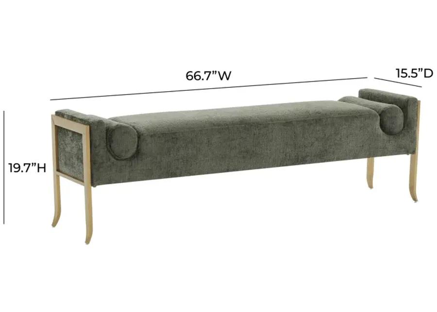 Ines Green Textured Velvet Bench