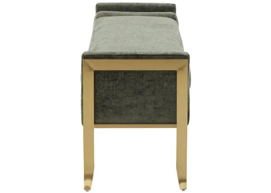 Ines Green Textured Velvet Bench