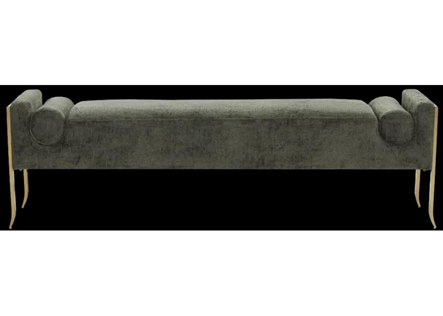 Ines Green Textured Velvet Bench