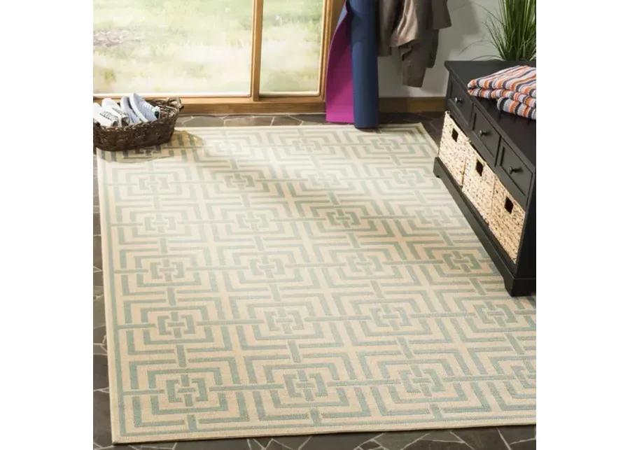 LINDEN 128 Collection LND128L-8 Cream / Aqua 8' X 10'