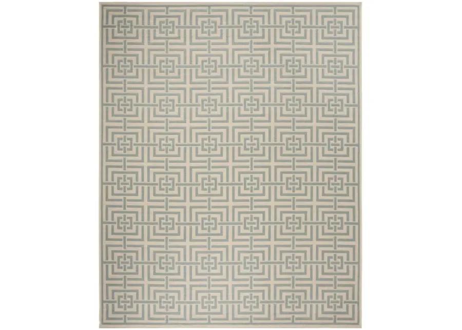 LINDEN 128 Collection LND128L-8 Cream / Aqua 8' X 10'