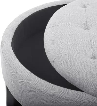 Madison Park Miller Light Grey/Brown Round Storage Ottoman