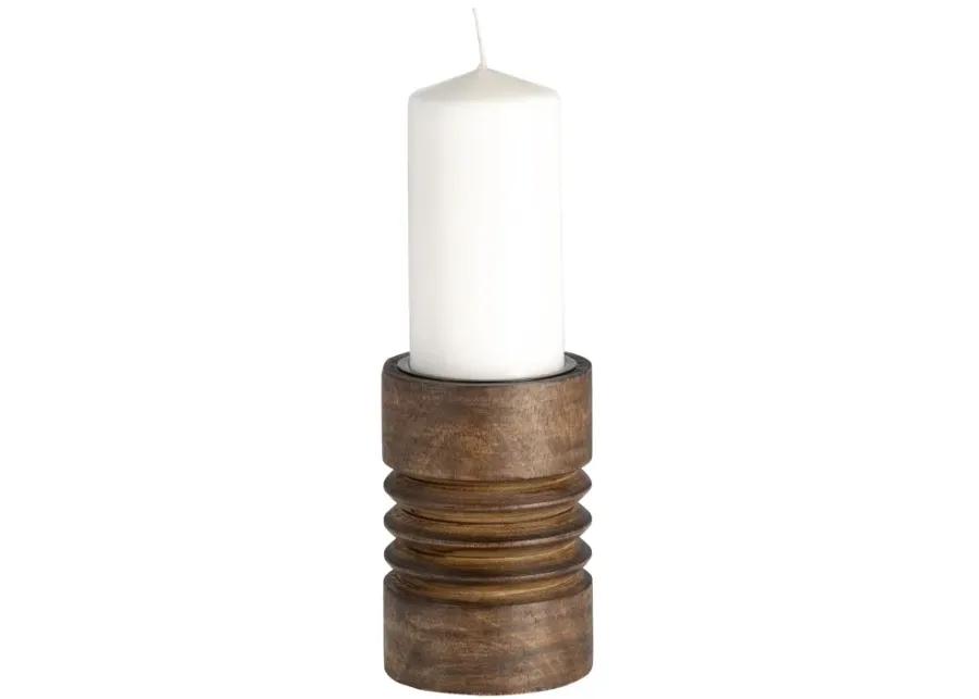 Wood, 6"h Accordion Candle Holder, Brown